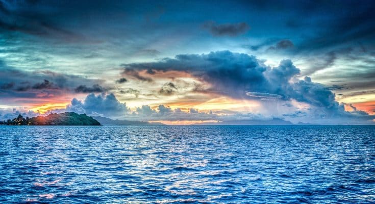 bora-bora, french polynesia, sunset