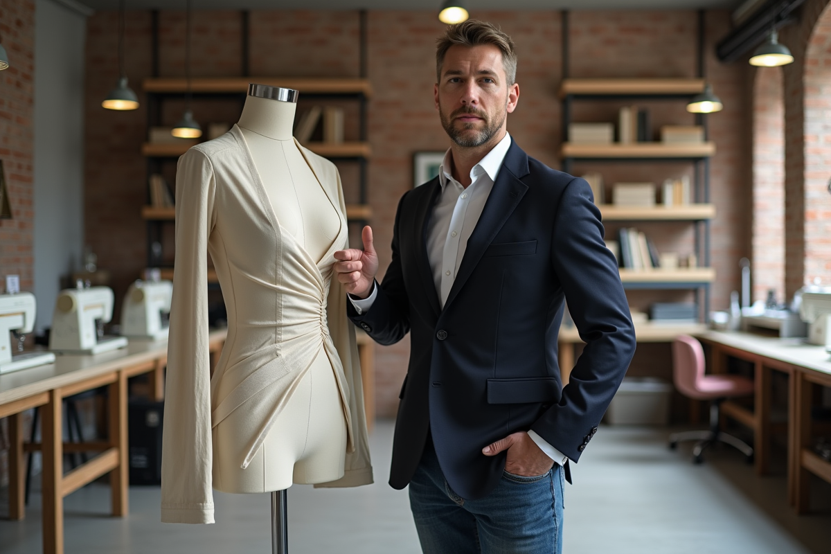 Designer homme ajustant un prototype dans son atelier