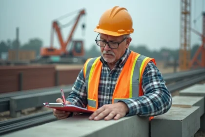 Chef de chantier en vérification sur site de construction