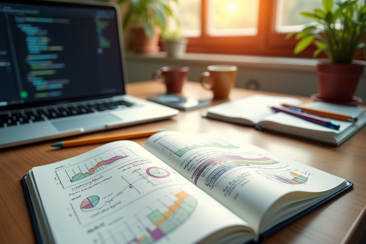 Détail d un carnet avec graphiques vectoriels dessinés à la main