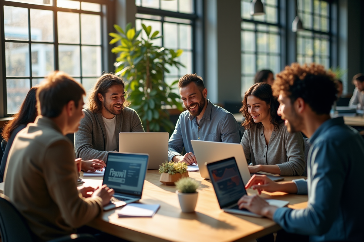Groupe diversifié collaborant autour d