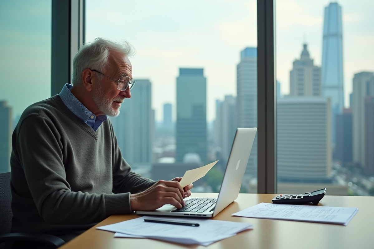 Homme canadien âgé consulte une lettre de France