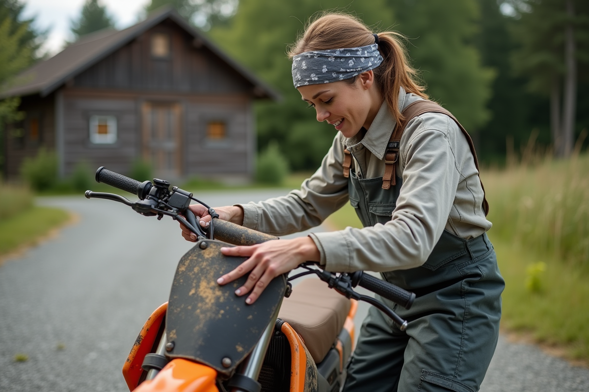 Femme inspectant le filtre à air d