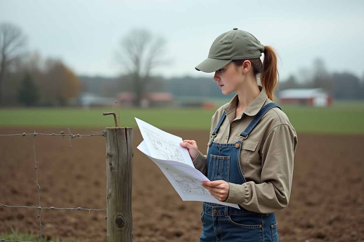 Jeune femme regardant une carte de zonage en extérieur