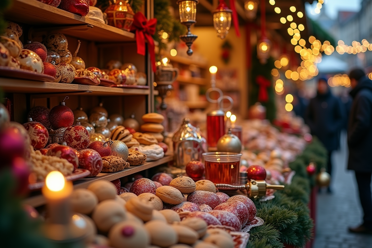 Décorations de Noël artisanales et gourmandises festives