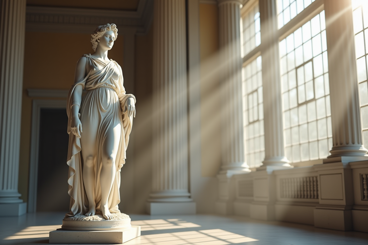 Statue de Marianne avec graphiques sur la dette française