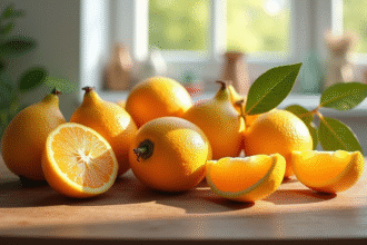 Assortiment de fruits frais avec Ugli et Uvaria sur une table